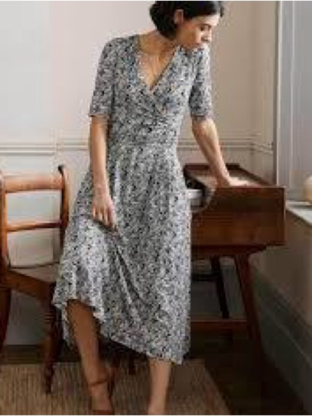 Boden Ruched Waist Jersey Midi Dress Sz 12 - Picture 2 of 8
